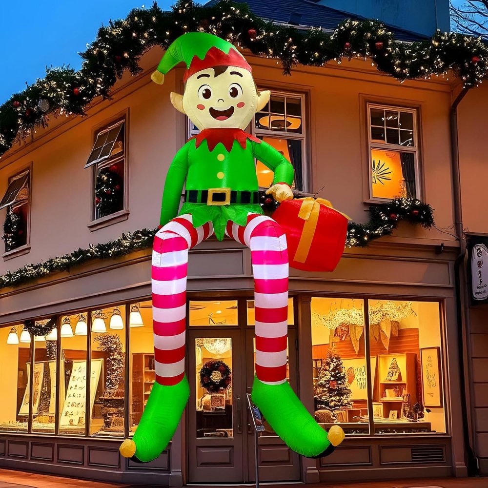Kids Toys Xmas - 8FT Dekorasi Elf Duduk Tiup Natal