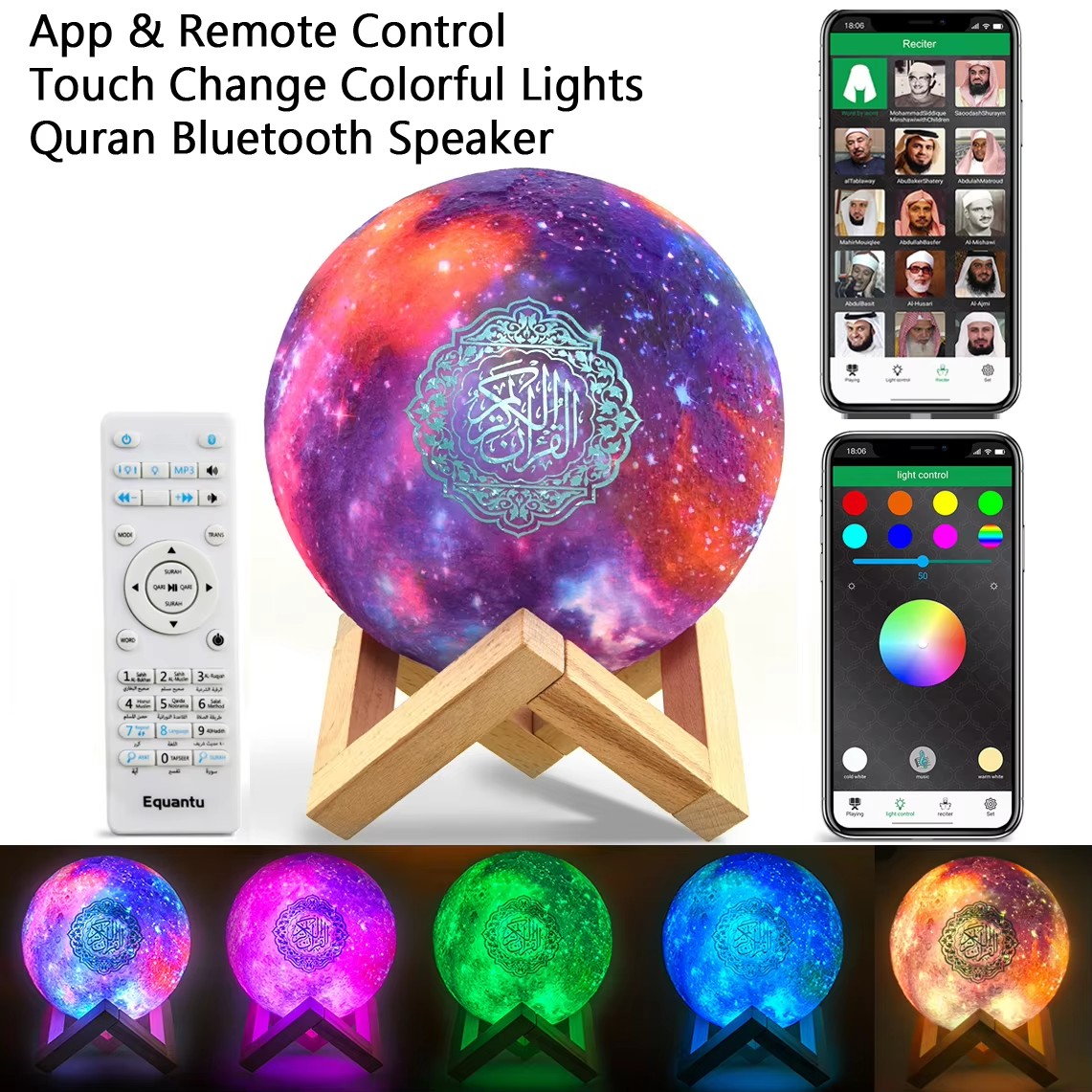Kids Quran Toys - Speaker Bluetooth Al-Quran Portabel Nirkabel, Lampu